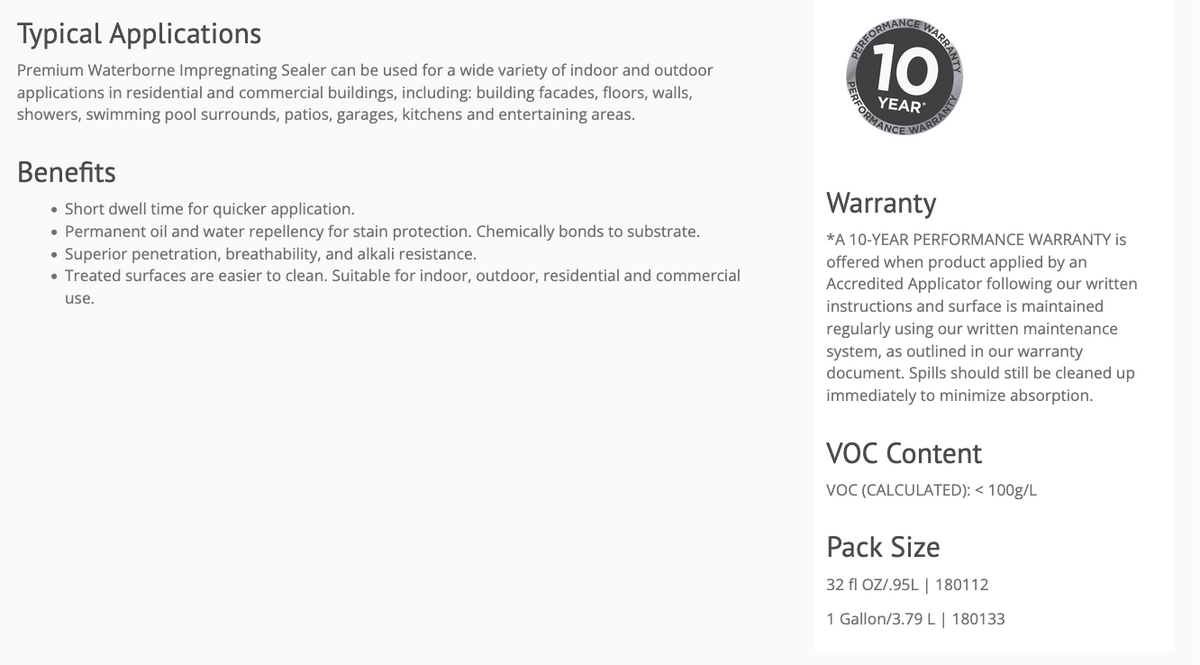 Premium Waterborne Impregnating Sealer  Formerly STAIN-PROOF WATERBORNE™