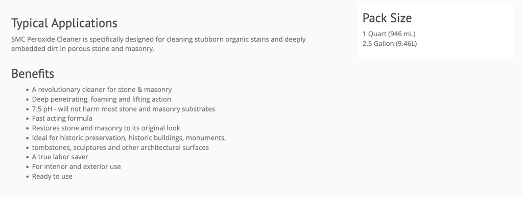 SMC Peroxide Cleaner Formerly S-TECH STONE & MASONRY CLEANER™